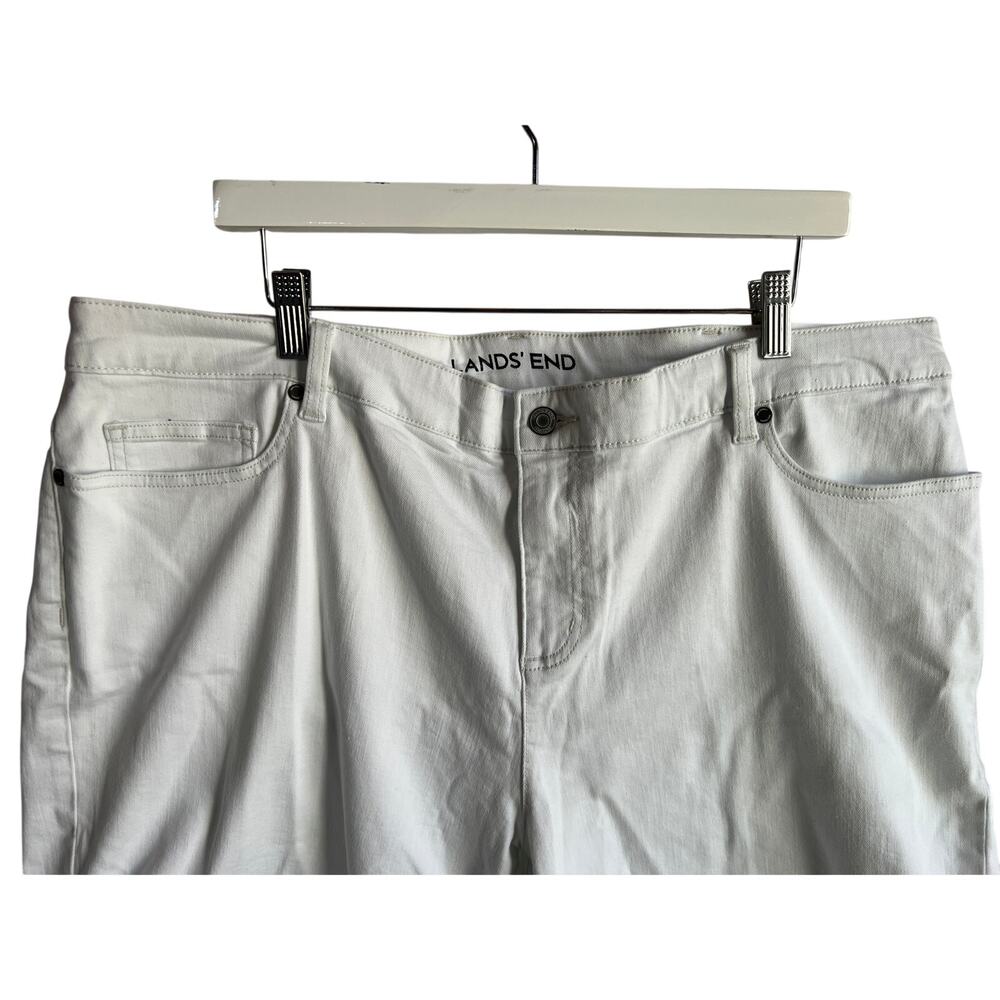 LANDS' END WOMENS PLUS 20W DENIM MID RISE ROLL CUFF STRETCH JEAN SHORT WHITE NEW - Picture 6 of 13